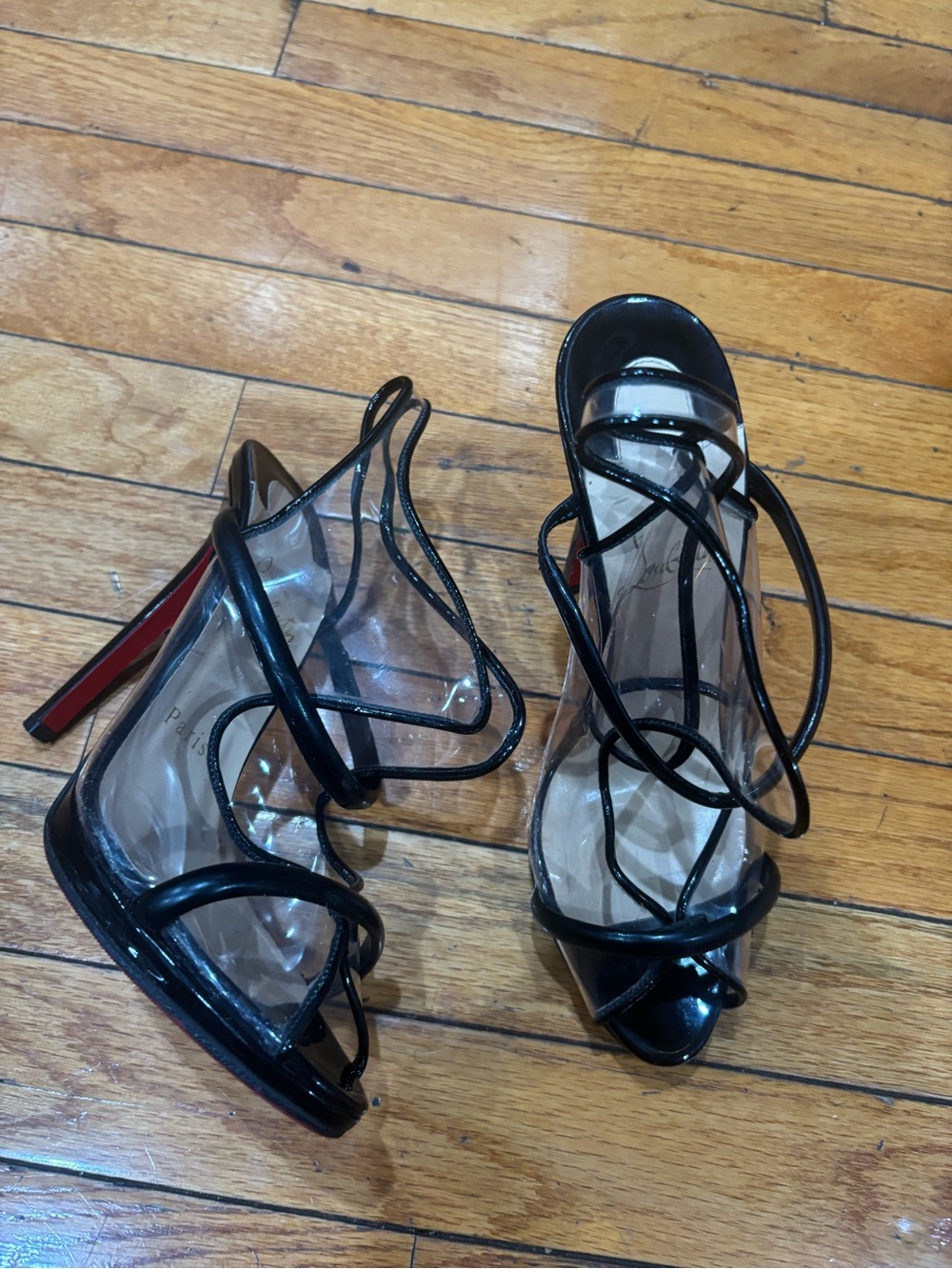 Christian Louboutin Aqua Ronda PVC Red Sole Sandals Italy Eu 38.5/US 8.5